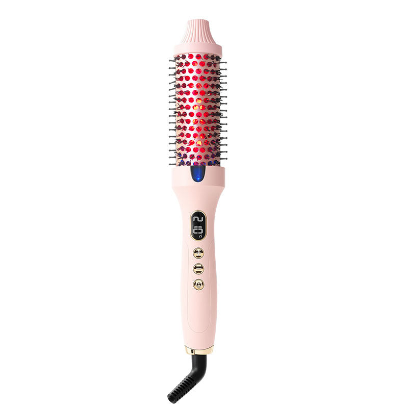 Fluffy Straightening & Curling Comb, 2-in-1 Dual-Purpose Hair Styling Iron with PTC Fast Heating & Red Light Hair Care