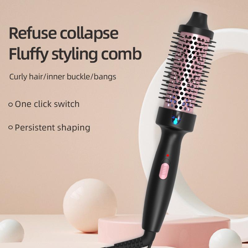 Fluffy Straightening & Curling Comb, 2-in-1 Dual-Purpose Hair Styling Iron with PTC Fast Heating & Red Light Hair Care