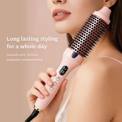 Fluffy Straightening & Curling Comb, 2-in-1 Dual-Purpose Hair Styling Iron with PTC Fast Heating & Red Light Hair Care